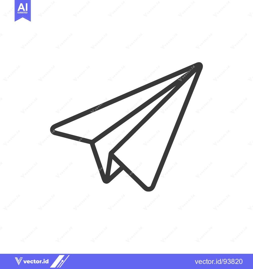 Premium Vector dari Minimalist Paper Airplane Icon: Simple Design on White Background