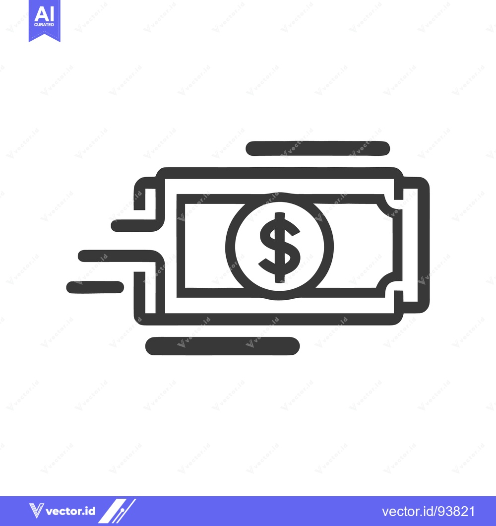 Premium Vector of Fast Money Transfer Icon: Dollar Bill with Motion Lines