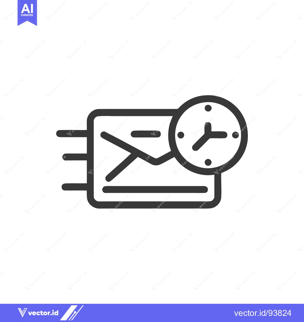 Premium Vector dari Fast Email Delivery: Clock Icon on Moving Envelope Symbol