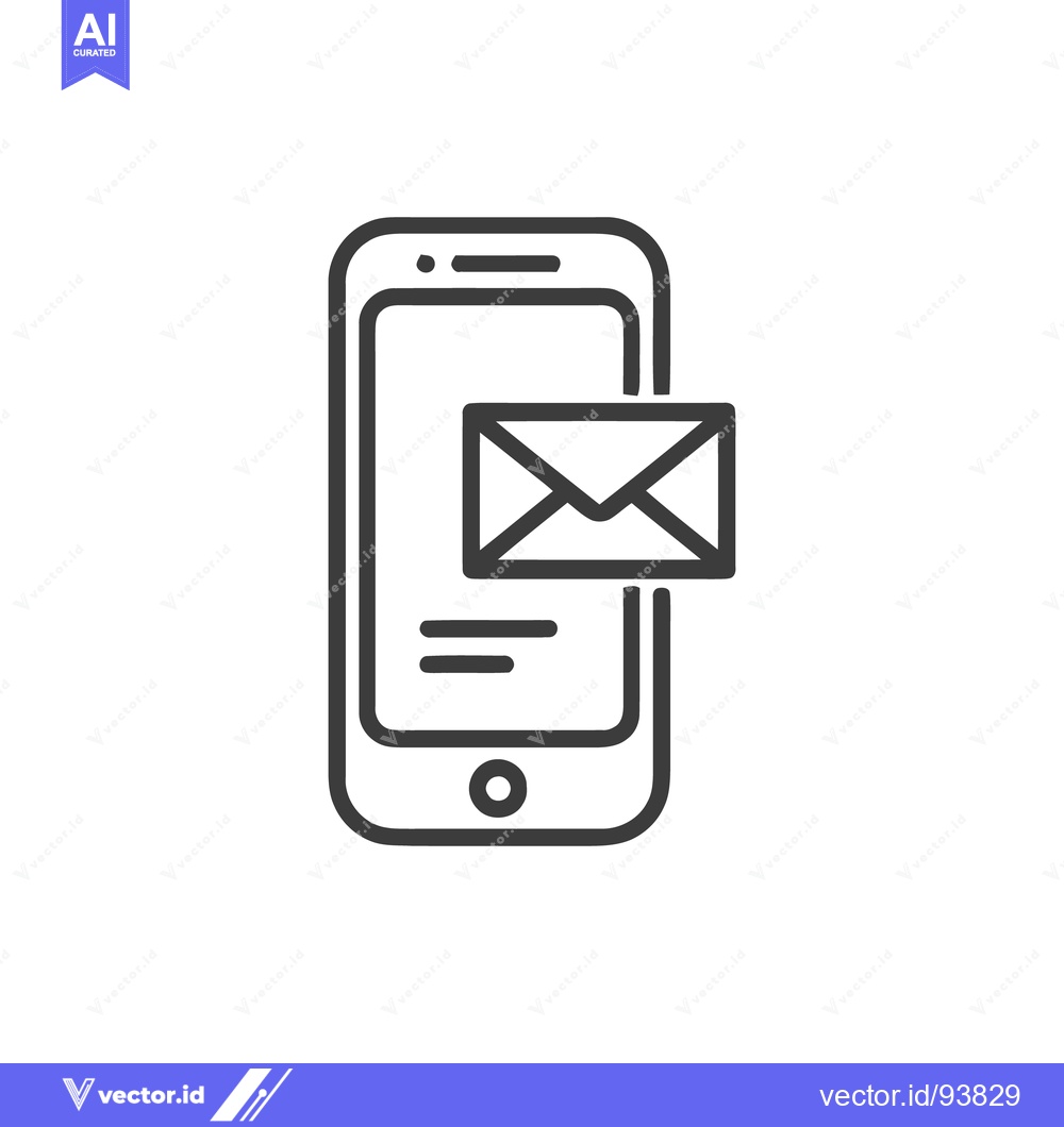 Premium Vector of Smartphone with New Message Icon, Minimalist Line Art Design
