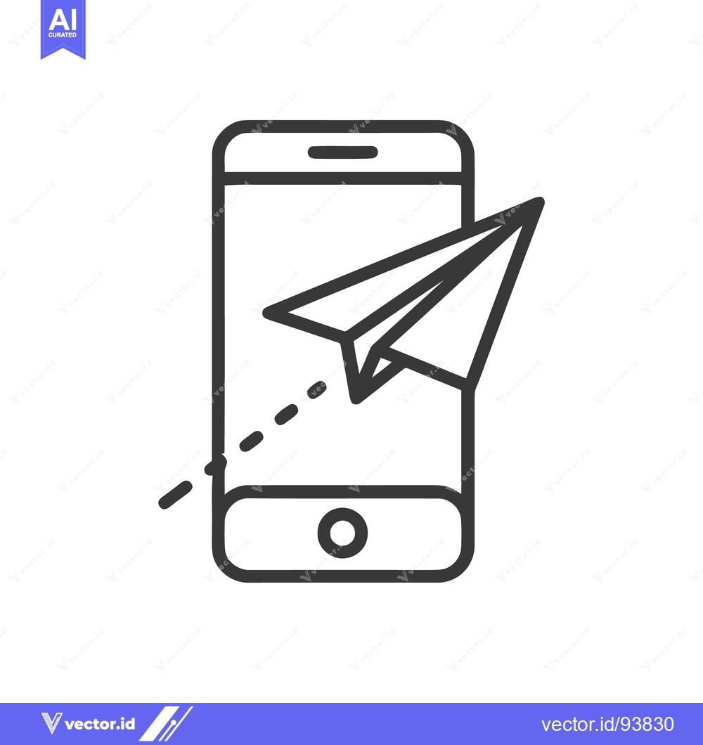 Premium Vector dari Smartphone with Paper Airplane Icon: Digital Communication and Connect