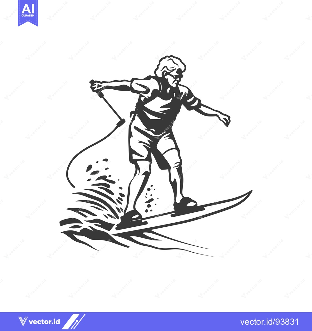 Premium Vector dari Senior Man Enjoying Wakeboarding on a Summer Day