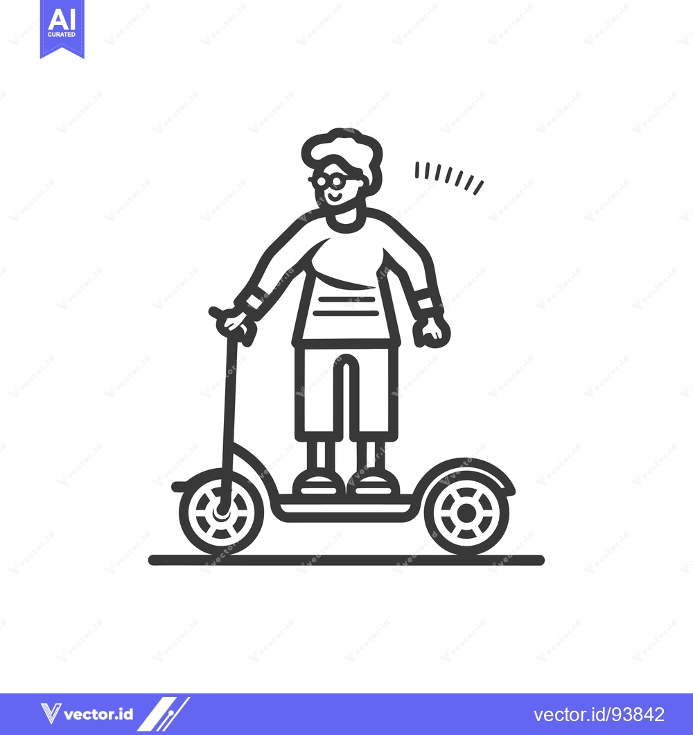 Premium Vector dari Senior Woman Riding Electric Scooter with Glasses