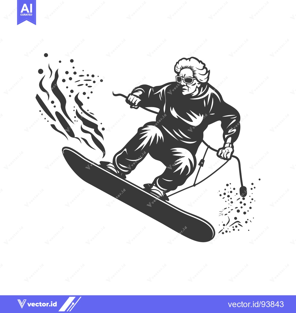 Premium Vector of Senior Woman Snowboarding With Style