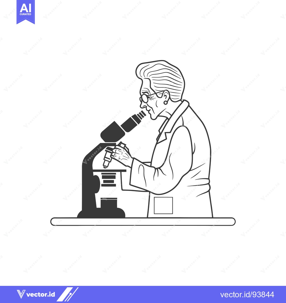 Premium Vector dari Senior Woman Using a Microscope in a Laboratory