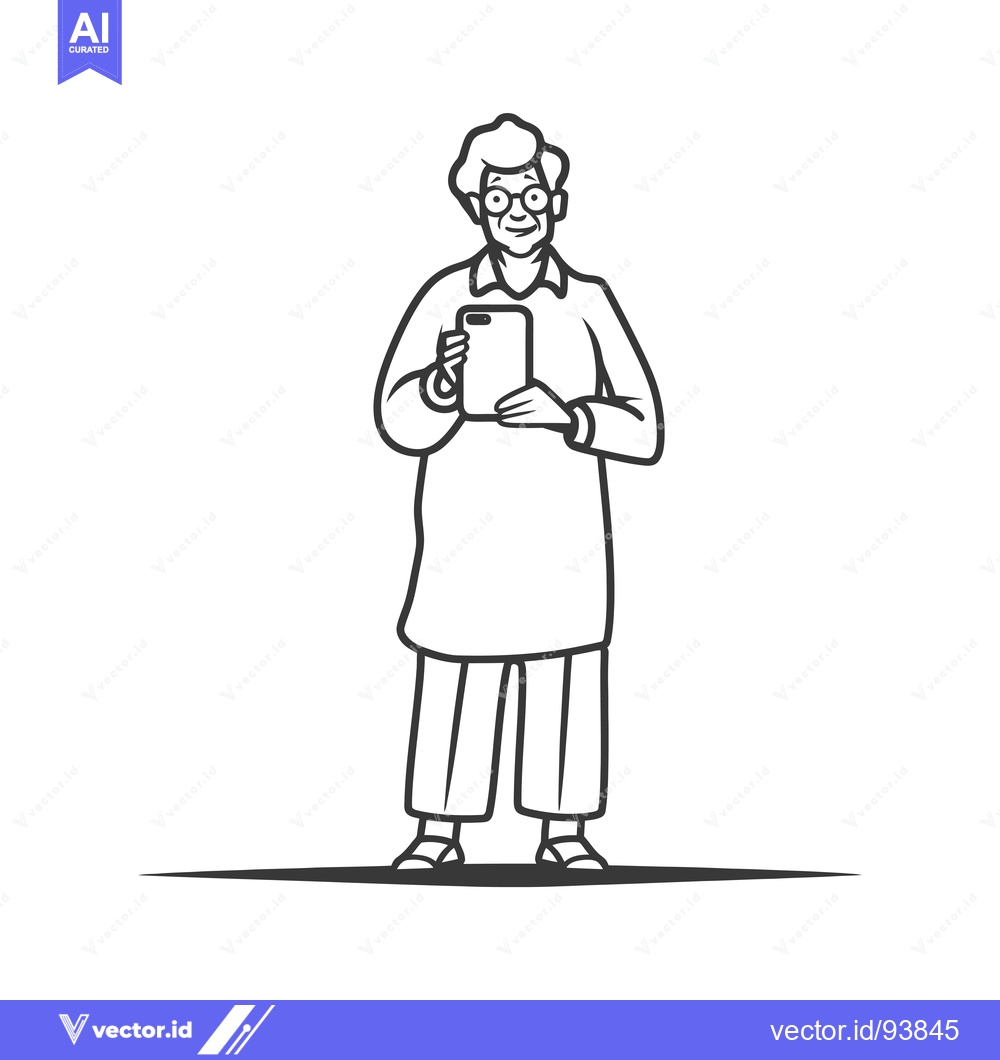 Premium Vector of Senior Woman Using a Smartphone