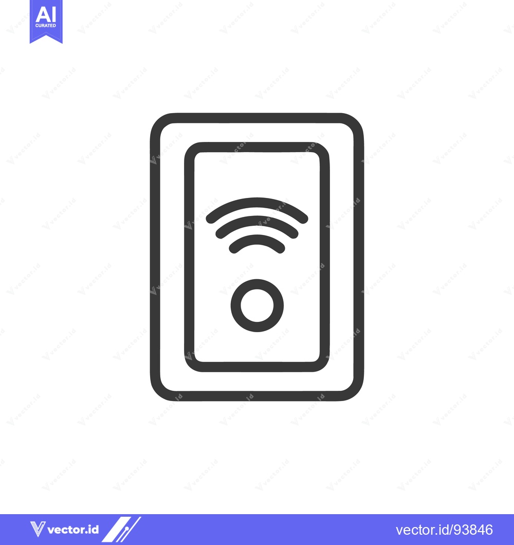 Premium Vector of Minimalist Wireless Signal Icon in Rectangular Frame, Clean Design