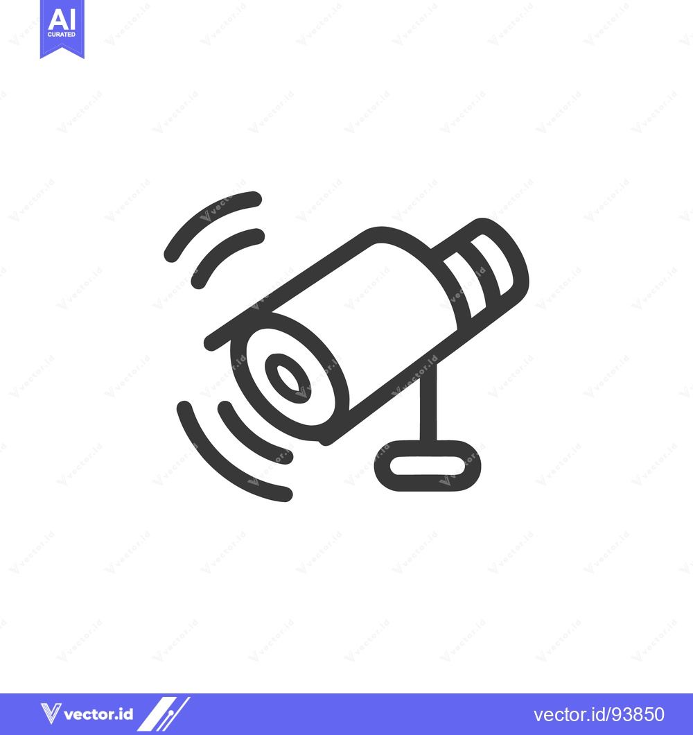Premium Vector dari Surveillance Camera Icon with Signal Waves, Security System Outline