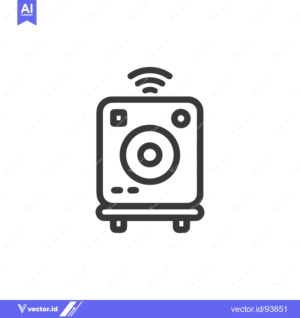 Premium Vector of Minimalist Wireless Speaker Icon with Rounded Edges and Signal Waves