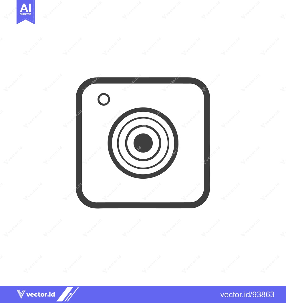 Premium Vector of Minimalist Camera Icon: Rounded Square with Concentric Circles and Fla