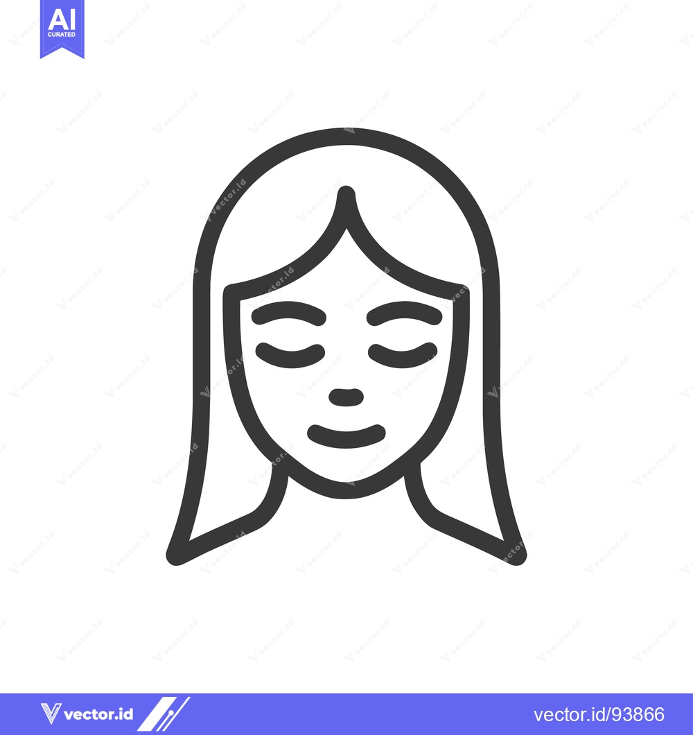 Premium Vector dari Minimalist Woman Face Icon with Closed Eyes and Serene Expression