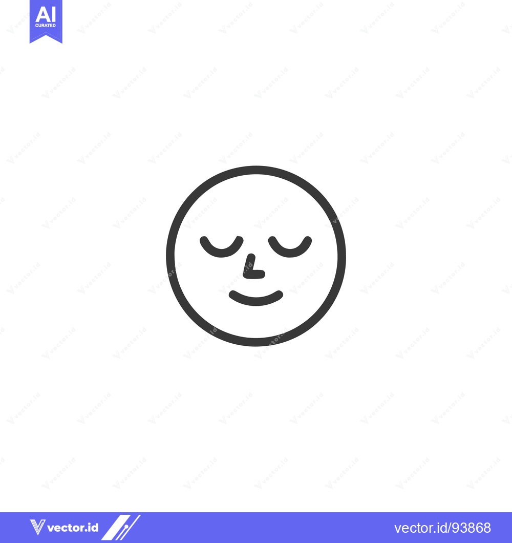 Premium Vector of Minimalist Face Icon with Closed Eyes in Black Outline on White Backgr