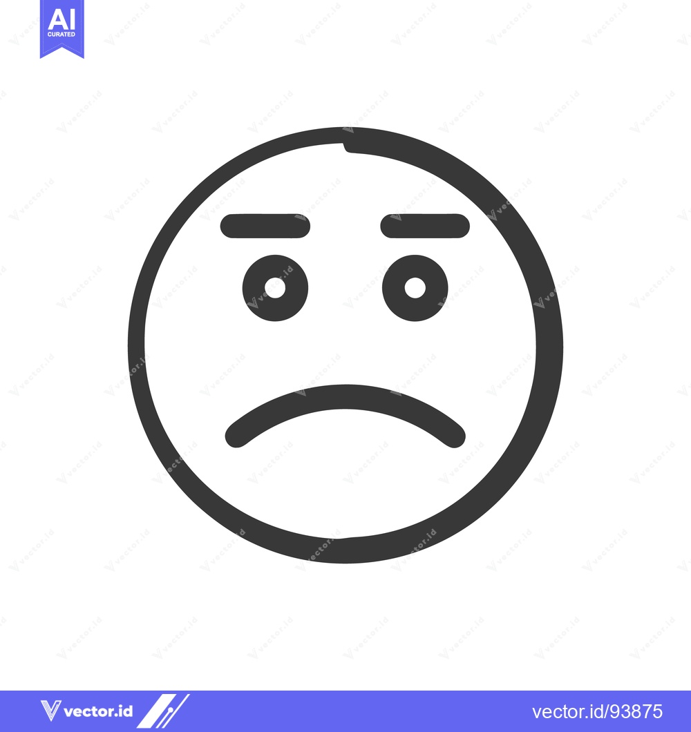 Premium Vector of Minimalist Sad Face Icon with Thick Lines and Simple Design