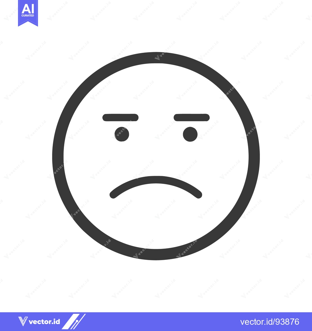 Premium Vector dari Minimalist Grumpy Face Emoji Icon with Thick Outline and Flat Design