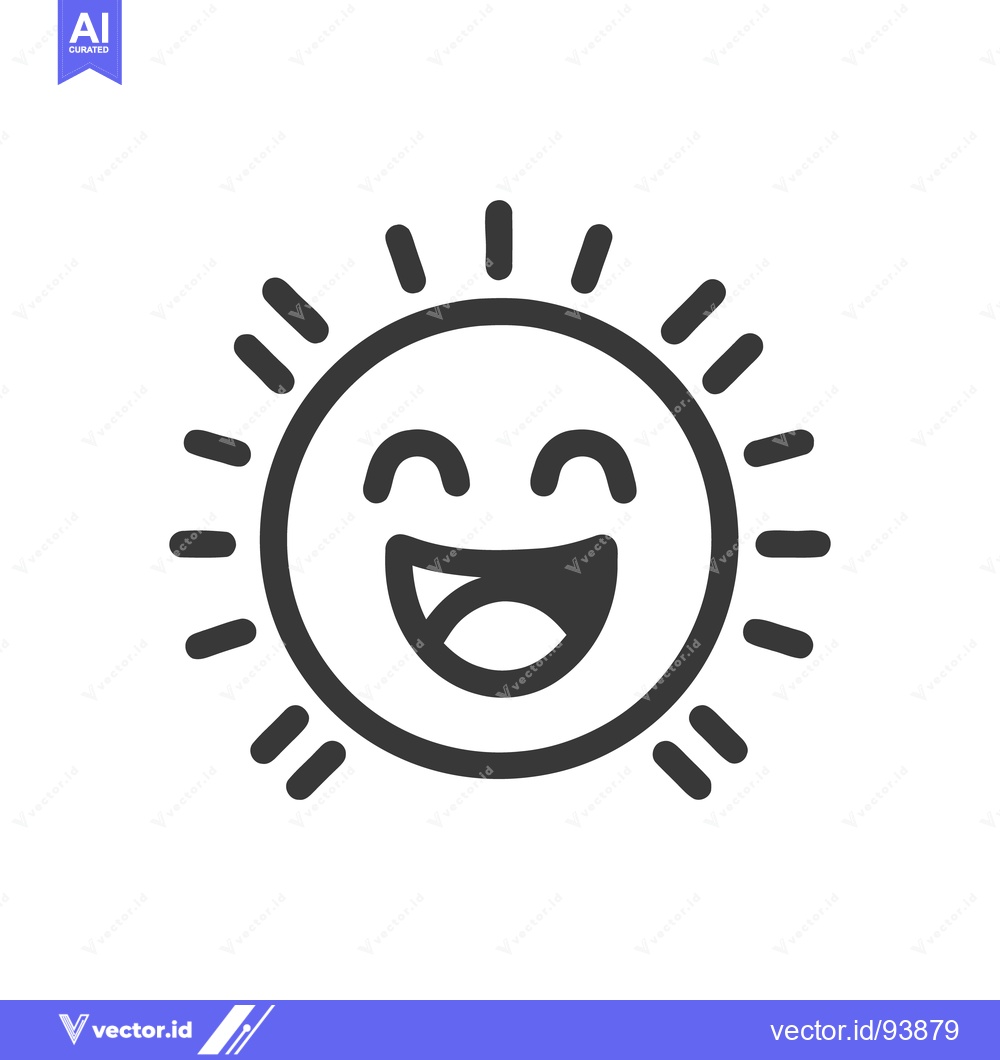 Premium Vector of Cheerful Sun Icon: Smiling Face with Radiating Rays, Vector Illustrati