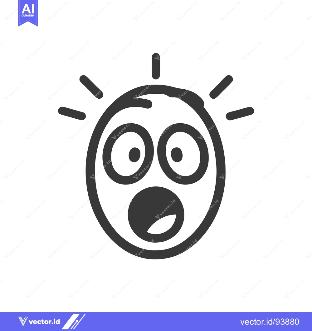 Premium Vector dari Shocked Cartoon Face with Open Mouth and Exclamation Marks