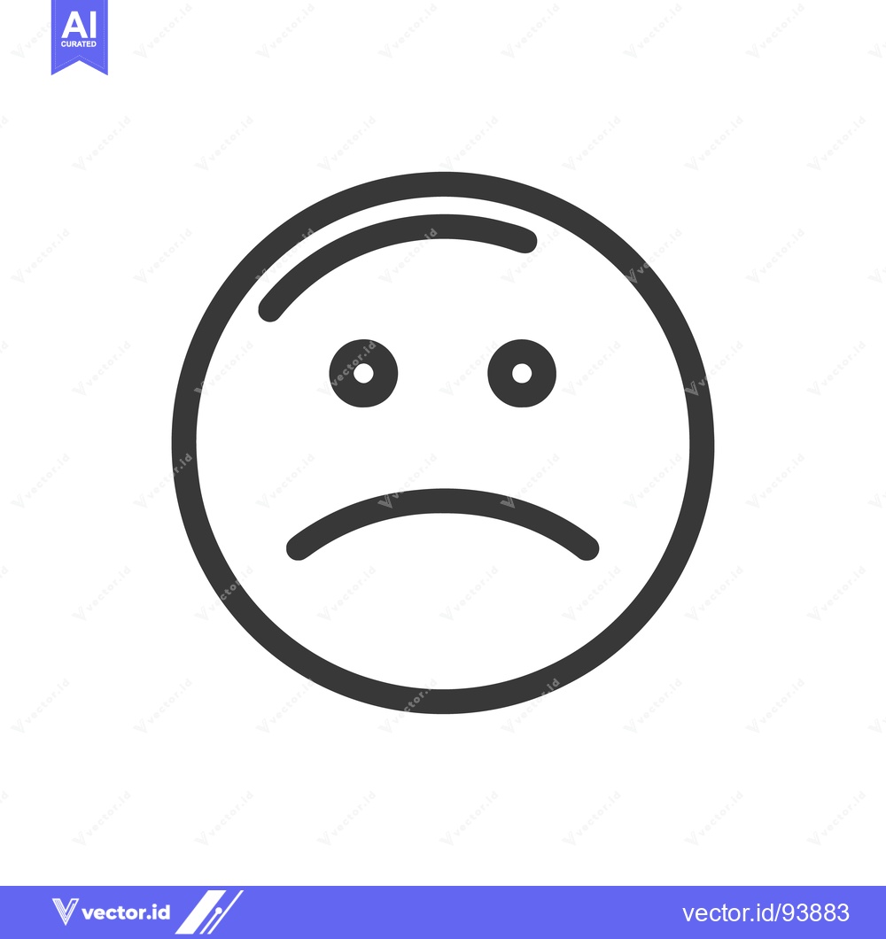 Premium Vector dari Minimalist Sad Face Icon: Simple Black Outline on White Background