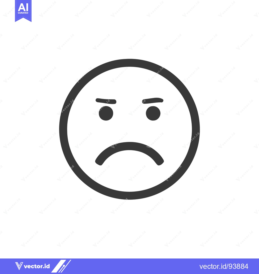 Premium Vector dari Minimalist Grumpy Face Icon: Simple Black Outline on White Background