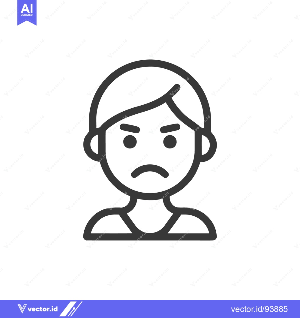 Premium Vector dari Minimalist Angry Person Icon: Bold Lines, Negative Emotion, Vector Gra