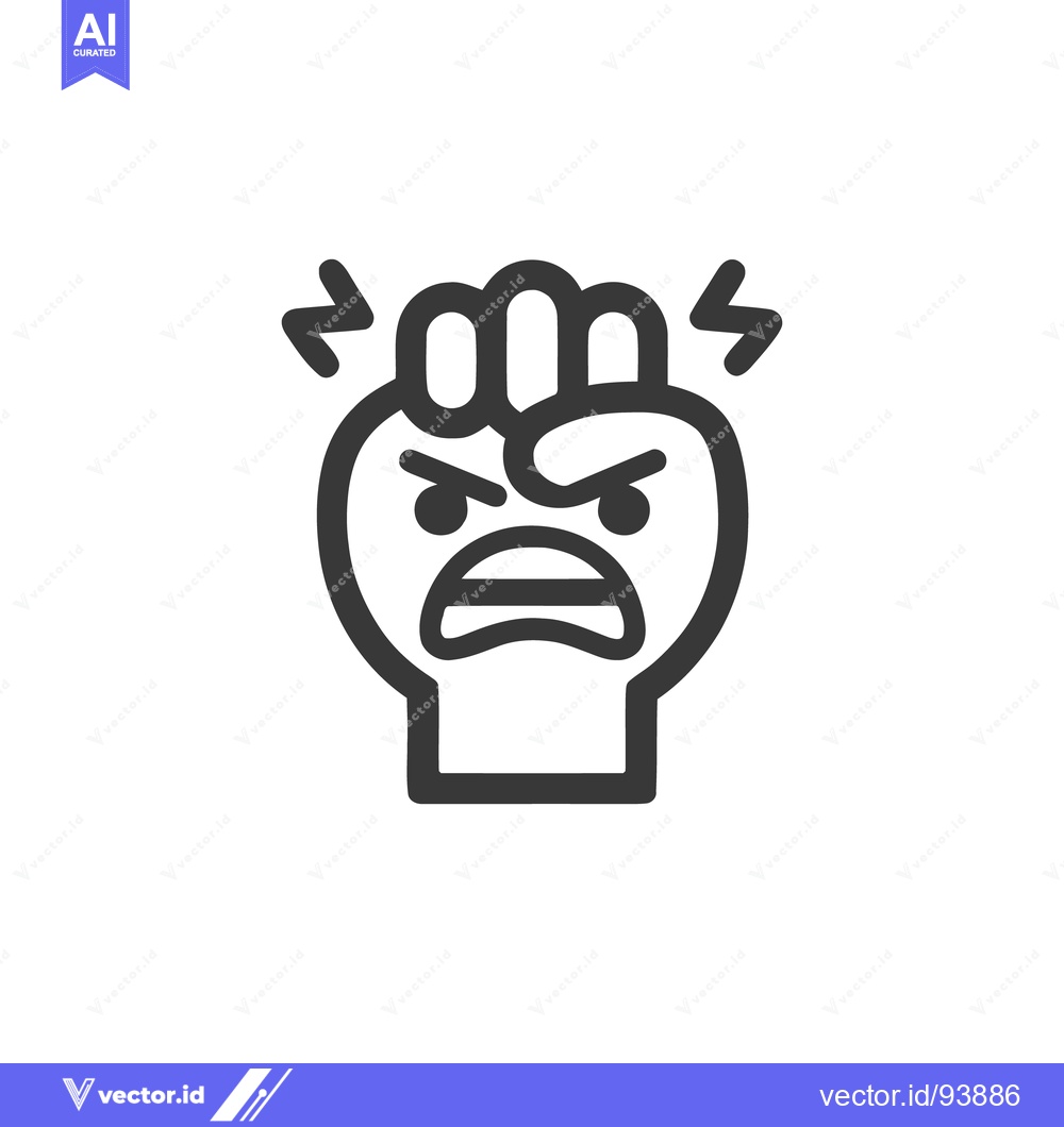 Premium Vector dari Angry Fist Emoji Icon with Lightning Bolts, Minimalist Design