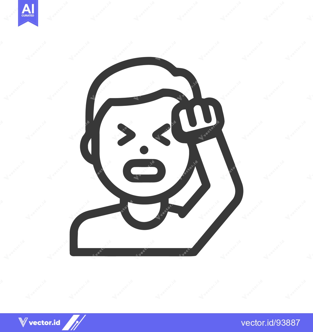 Premium Vector dari Frustrated Man Icon: Outline Style Depicting Anger and Disappointment