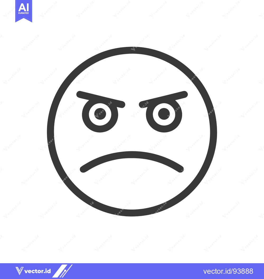 Premium Vector of Angry Emoji Icon: Minimalist Design with Frowning Expression and Inten