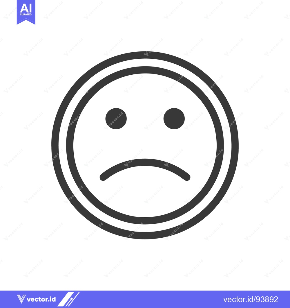 Premium Vector dari Minimalist Sad Face Icon with Double Circle Outline, Isolated on White