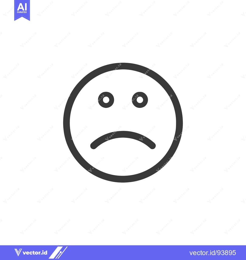 Premium Vector of Minimalist Sad Face Icon: Simple Black Outline on White Background