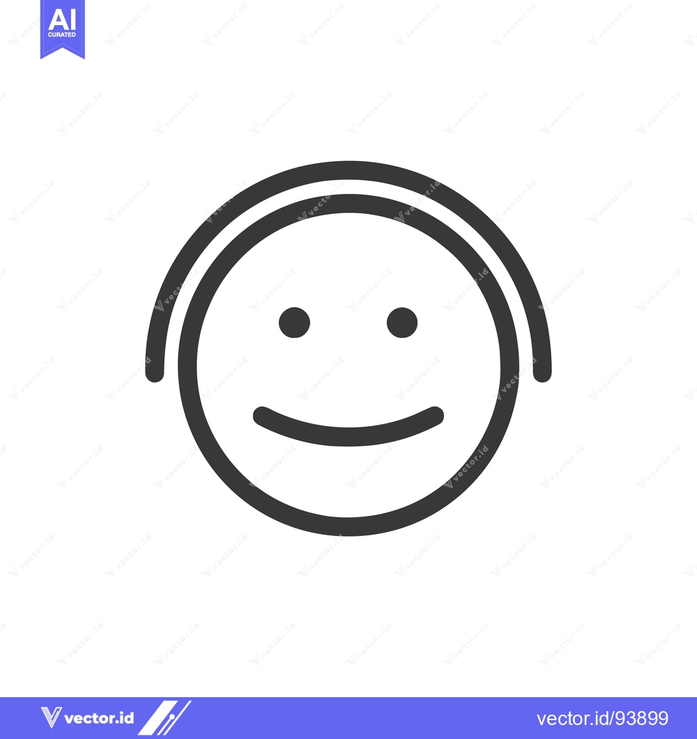 Premium Vector dari Minimalist Smiley Face Icon with Headphones, Flat Design, Vector Illus