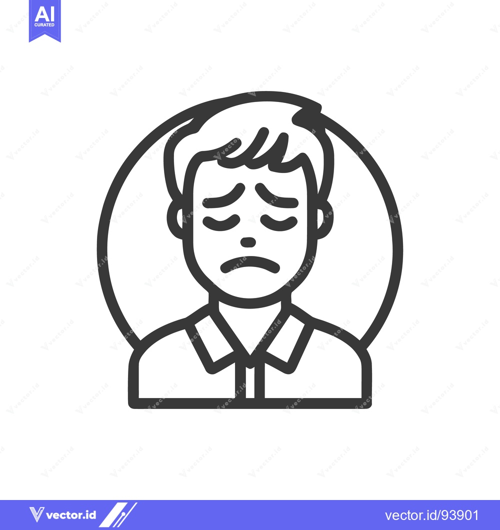 Premium Vector dari Depressed Man Icon: Sadness and Despair in Minimalist Line Art
