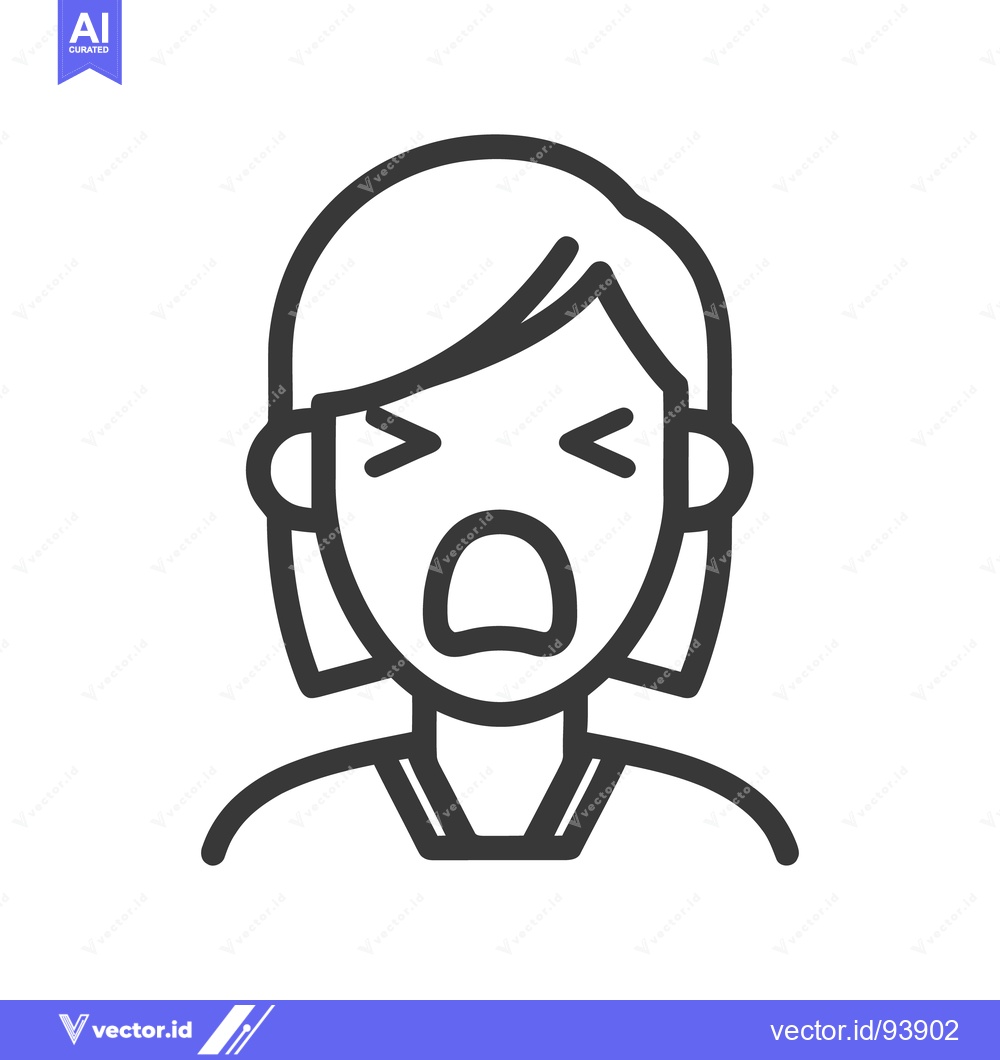 Premium Vector of Yawning Woman Icon: Exhausted, Tired, Sleepy, Outline Style, Minimalis