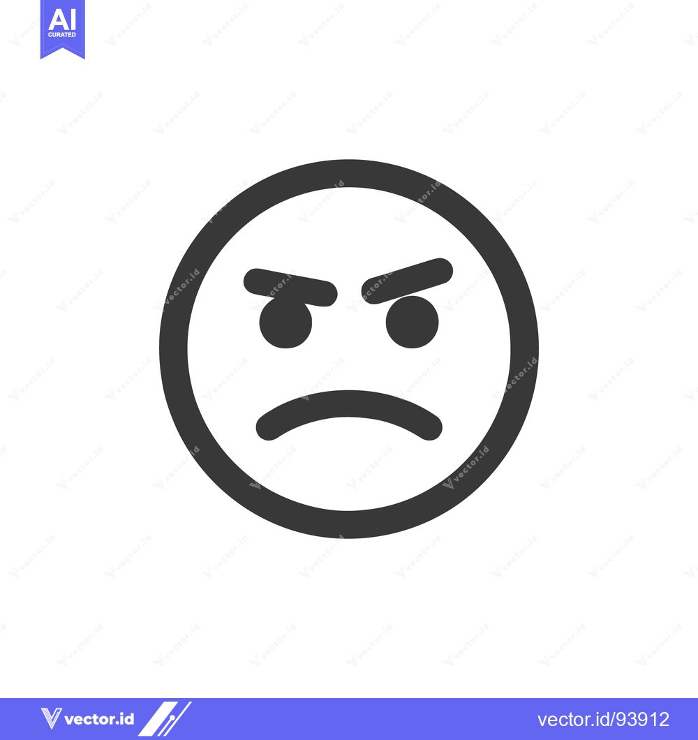 Premium Vector dari Angry Emoji Icon: Minimalist Design with Frowning Expression and Angle