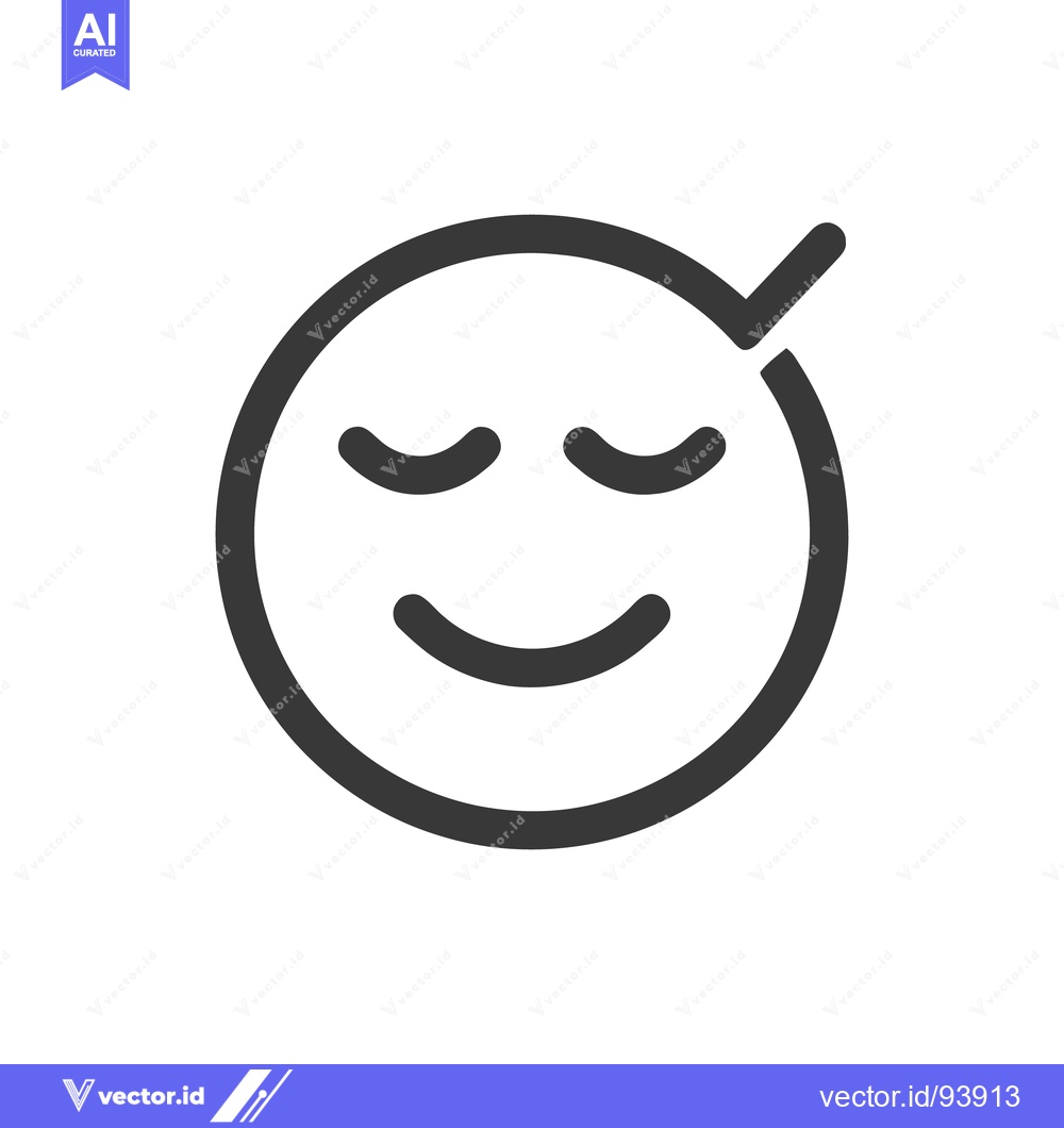 Premium Vector dari Serene Emoji Icon: Minimalist Design with Closed Eyes and Subtle Smile