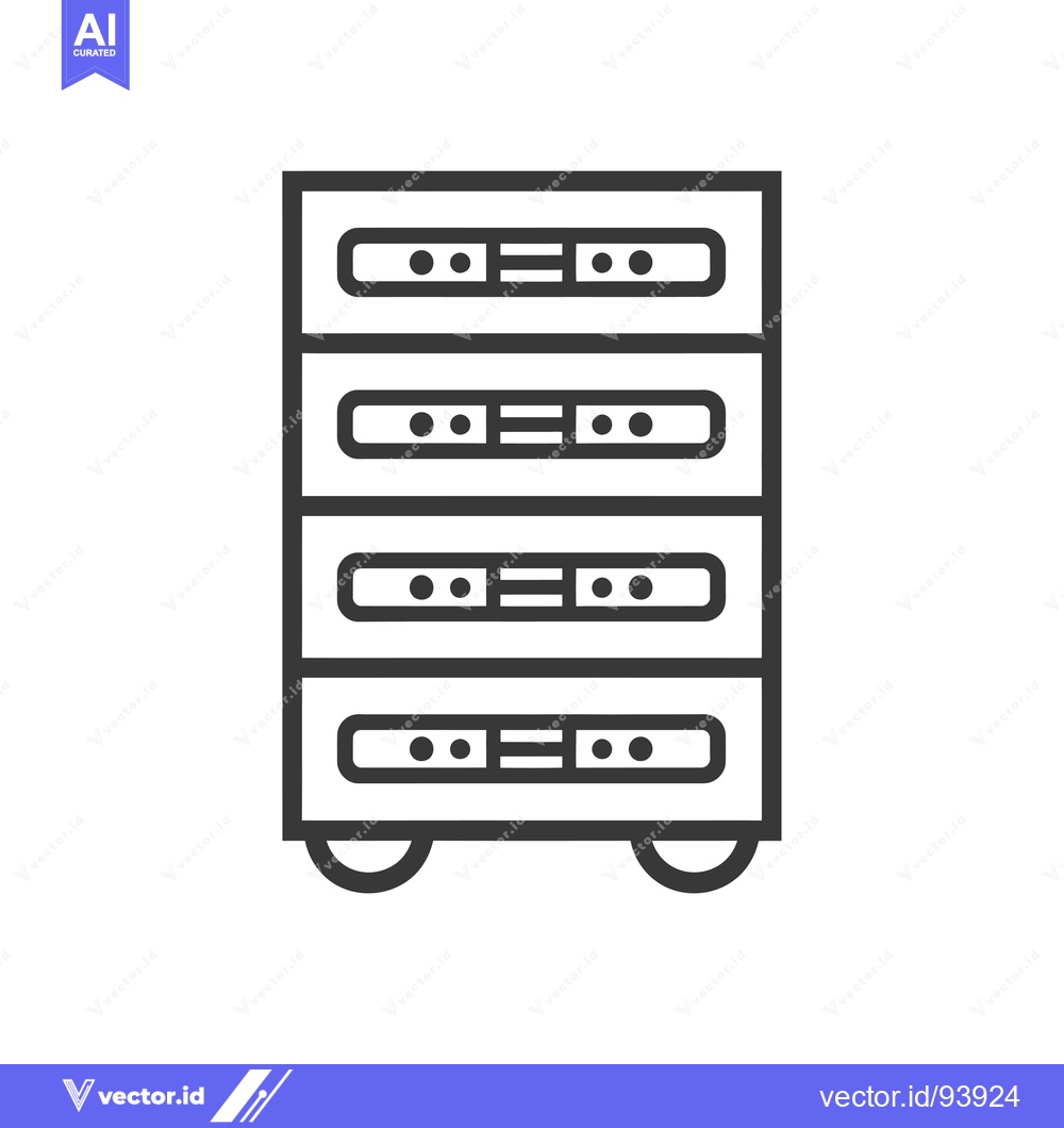 Premium Vector dari Server Rack with Four Compartments and Wheels