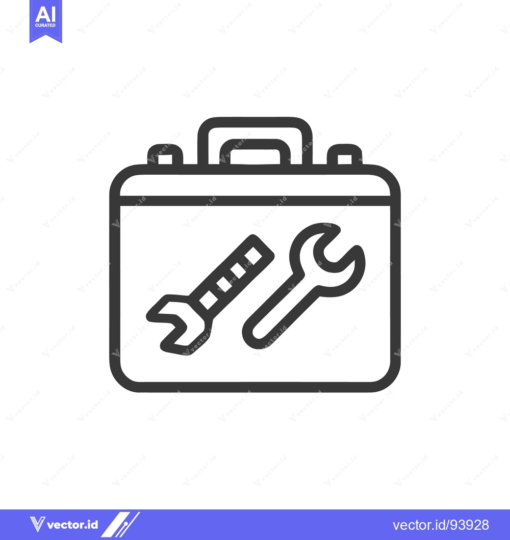 Premium Vector of Toolbox Icon with Wrenches, Minimalist Line Art Illustration