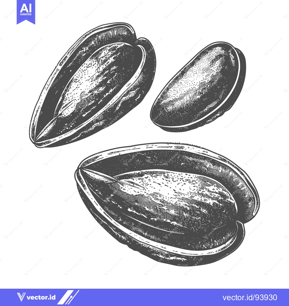 Premium Vector dari Illustration featuring three sunflower seeds on a white background