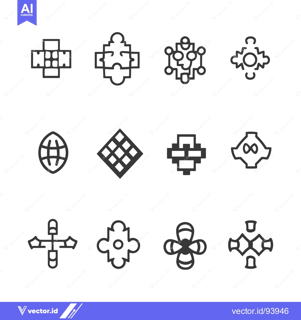 Premium Vector of Set of 12 Abstract Geometric Line Art Symbols