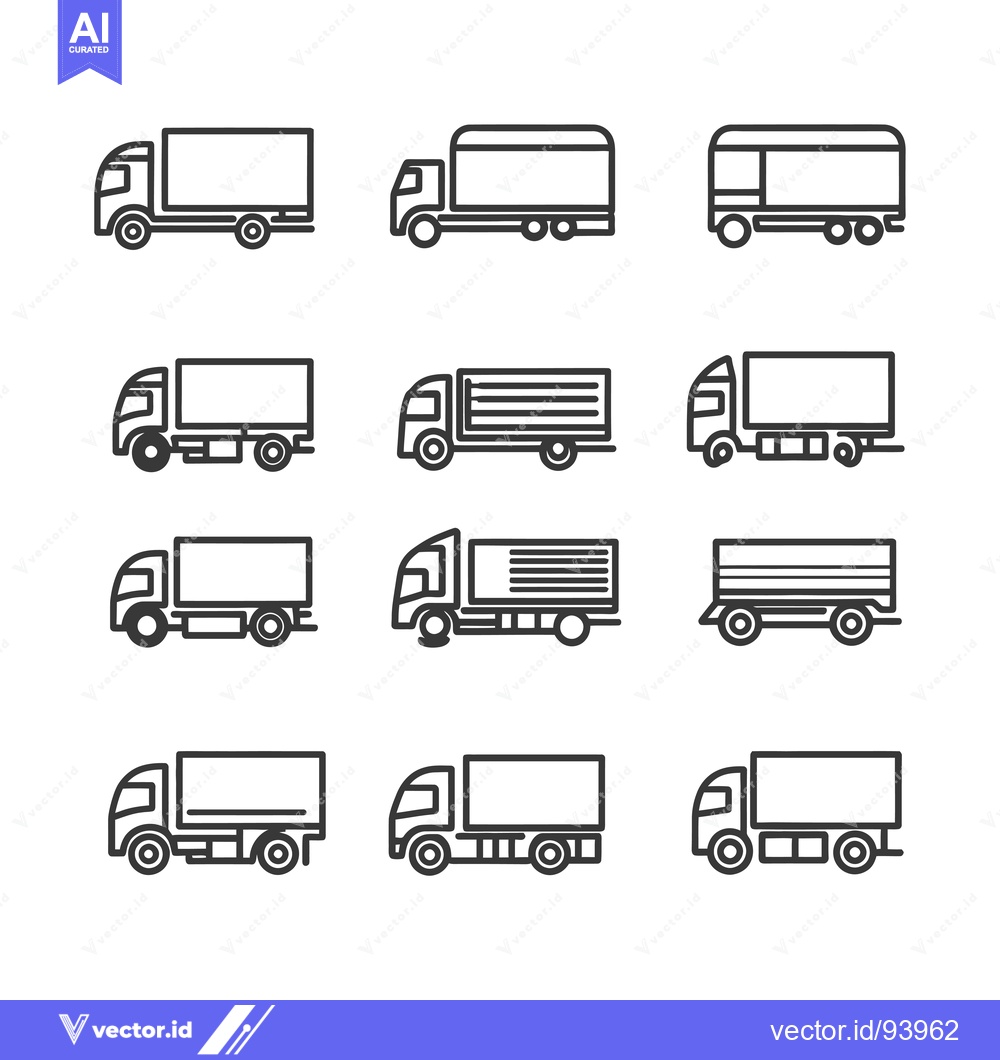 Premium Vector dari Set of 12 Black Outline Delivery Truck Icons