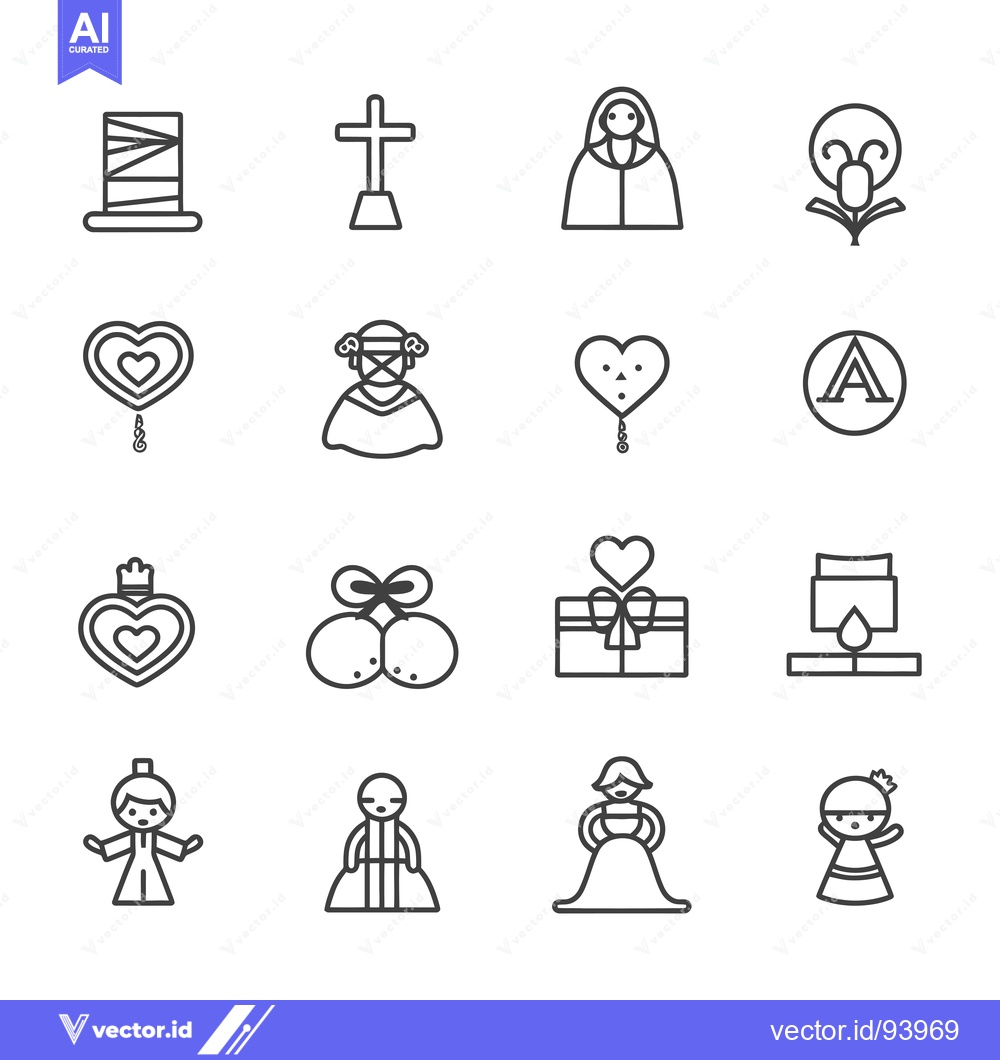 Premium Vector dari Set of 12 Christmas Related Line Icons