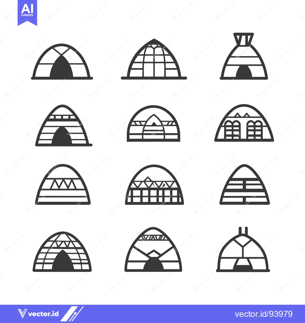 Premium Vector of Set of 12 Different Domed Shelter Icons