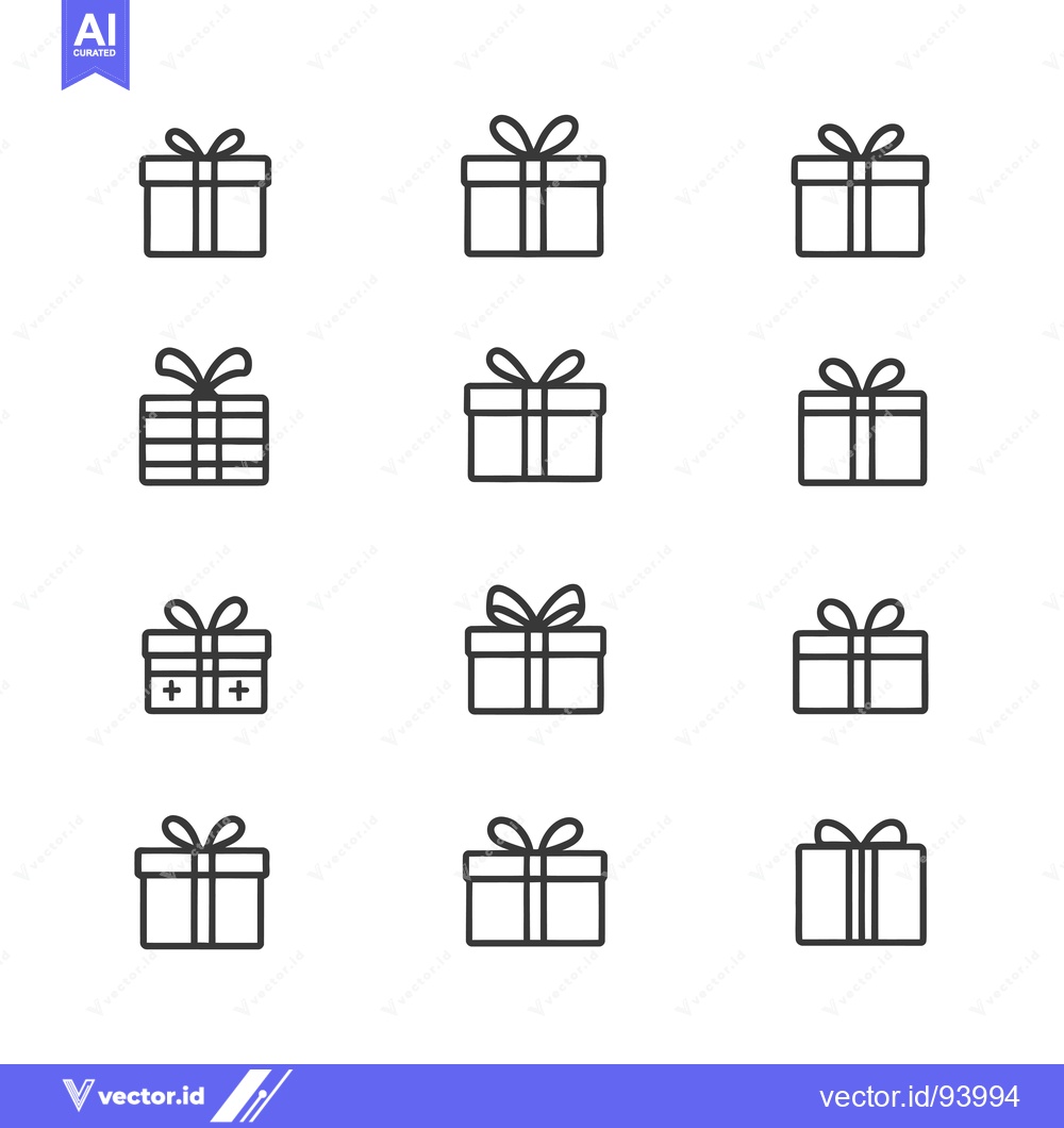 Premium Vector dari Set of 12 Gift Box Icons with Different Bow Variations