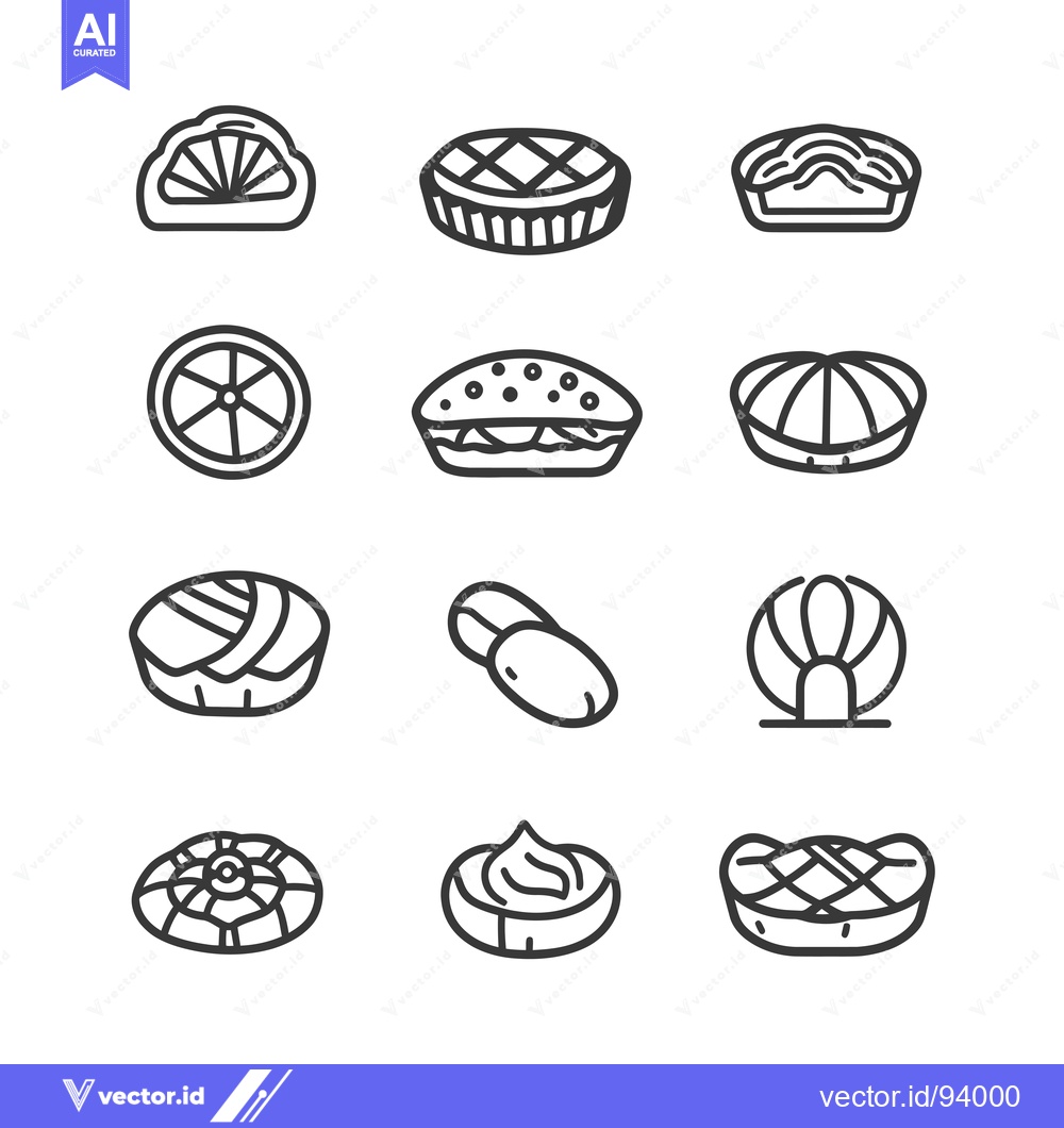 Premium Vector dari Set of 12 Hand-Drawn Pastry and Bakery Icons
