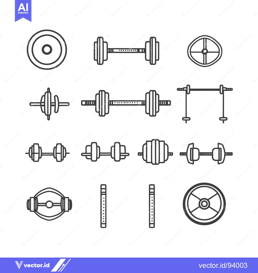 Premium Vector of Set of 12 Linear Icons for Weightlifting and Strength Training