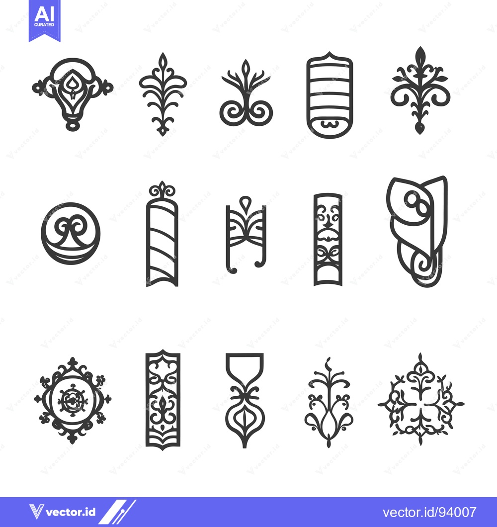Premium Vector dari Set of 12 Line Art Floral Ornament Designs