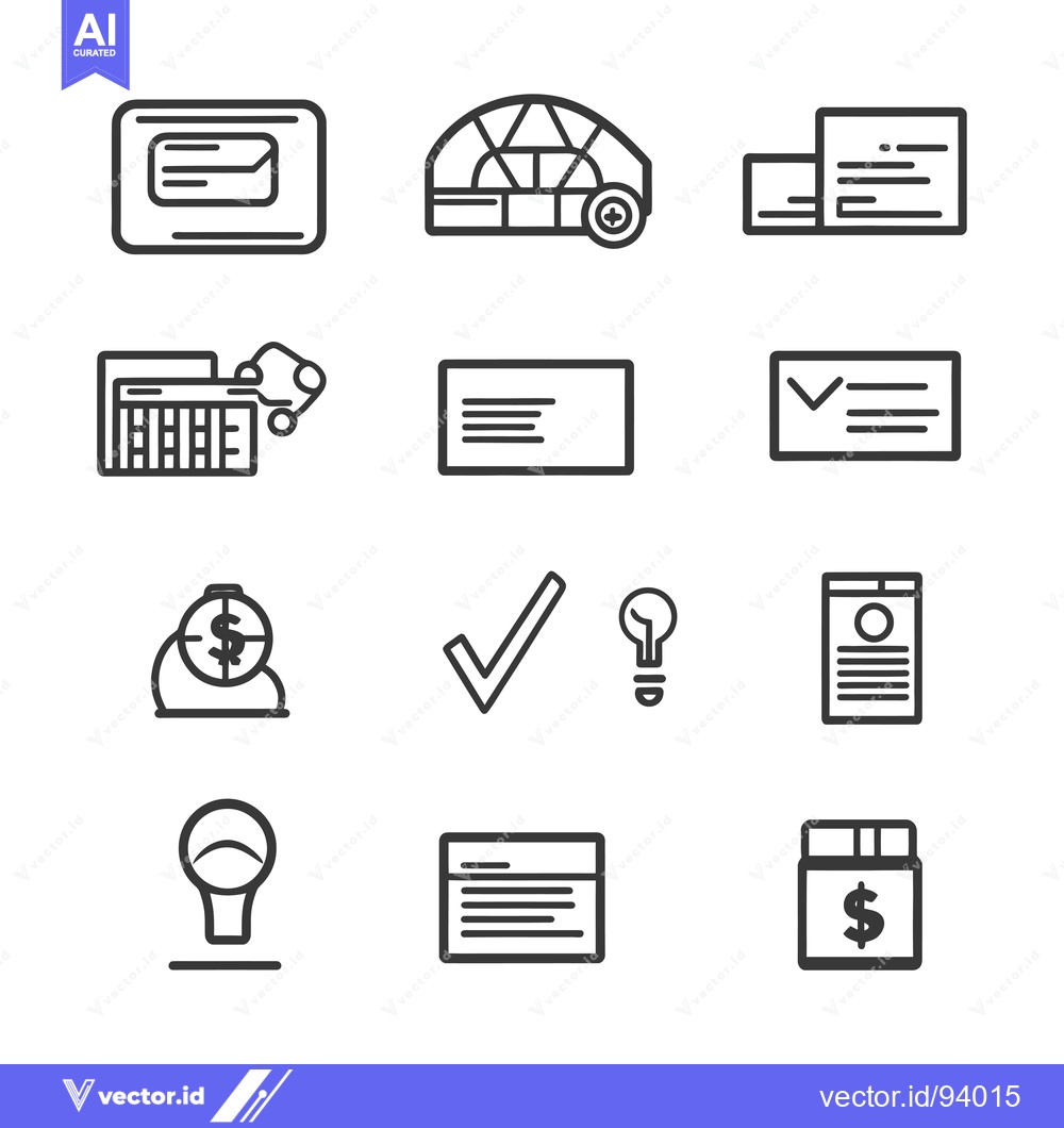 Premium Vector dari Set of 12 Line Icons for Business, Finance, and Technology