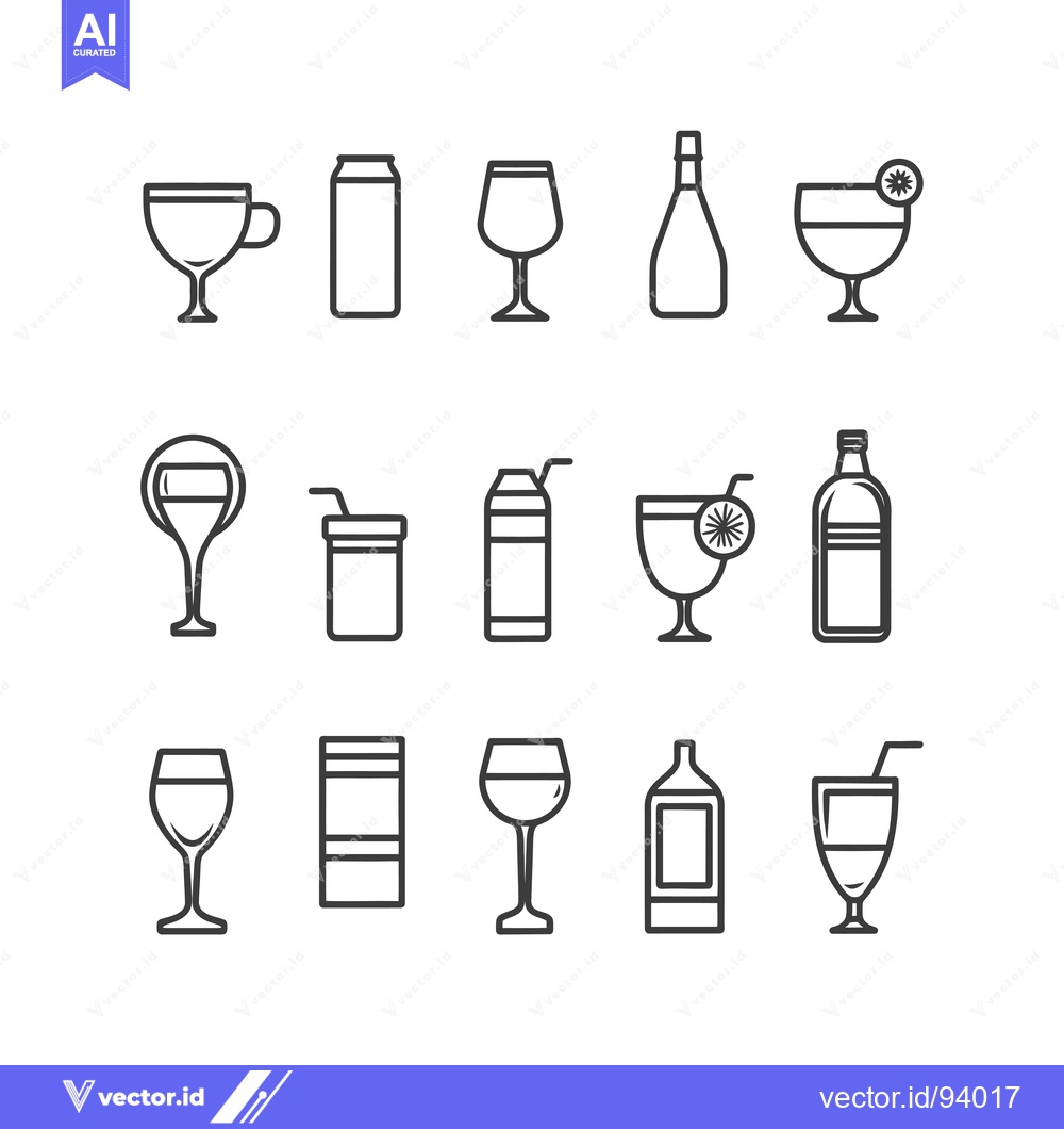 Premium Vector dari Set of 12 Line Icons for Drinks and Beverages