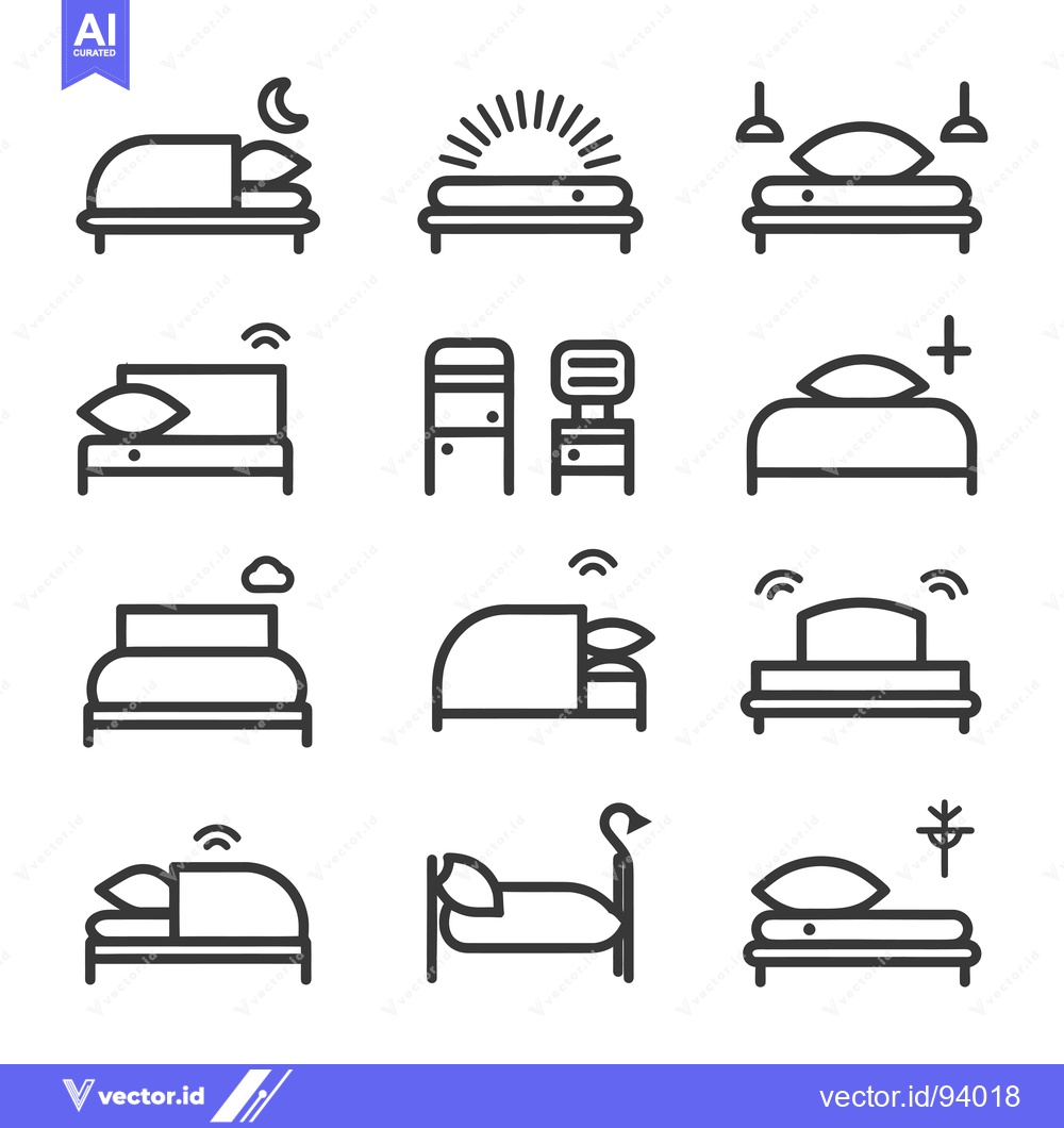 Premium Vector of Set of 12 Line Icons for Smart Beds and Bedrooms