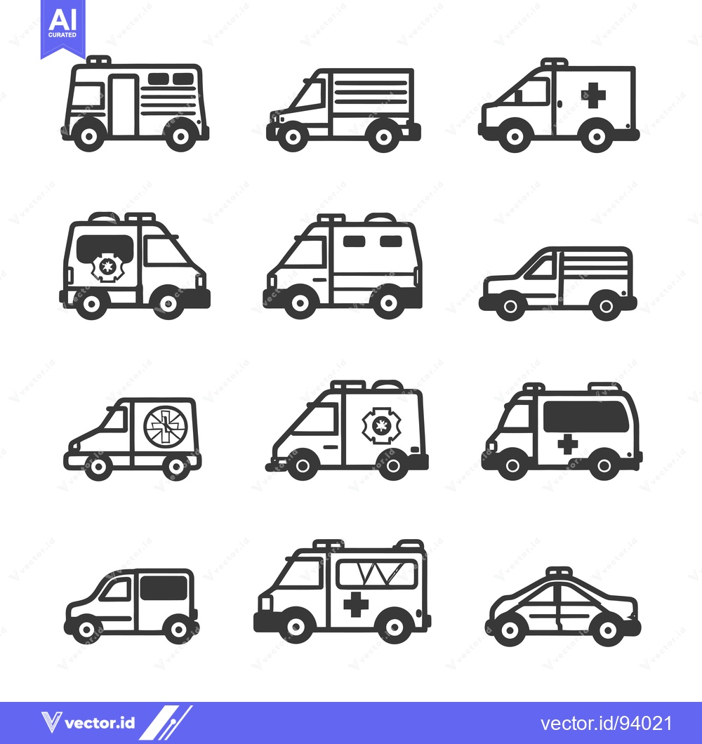 Premium Vector dari Set of 12 Line Icons of Emergency Vehicles for Rescue and Aid