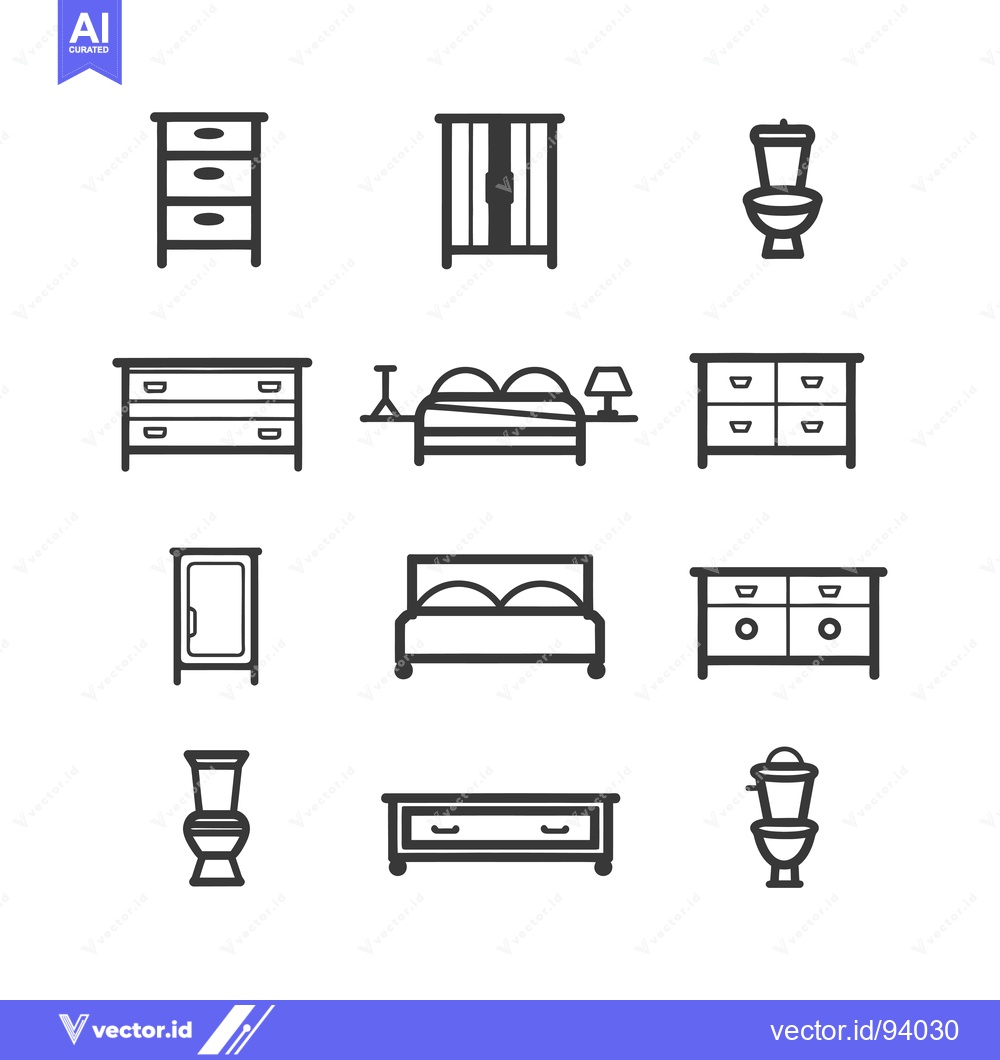 Premium Vector dari Set of 12 Line Icons Representing Interior Furniture and Bathroom Fixt