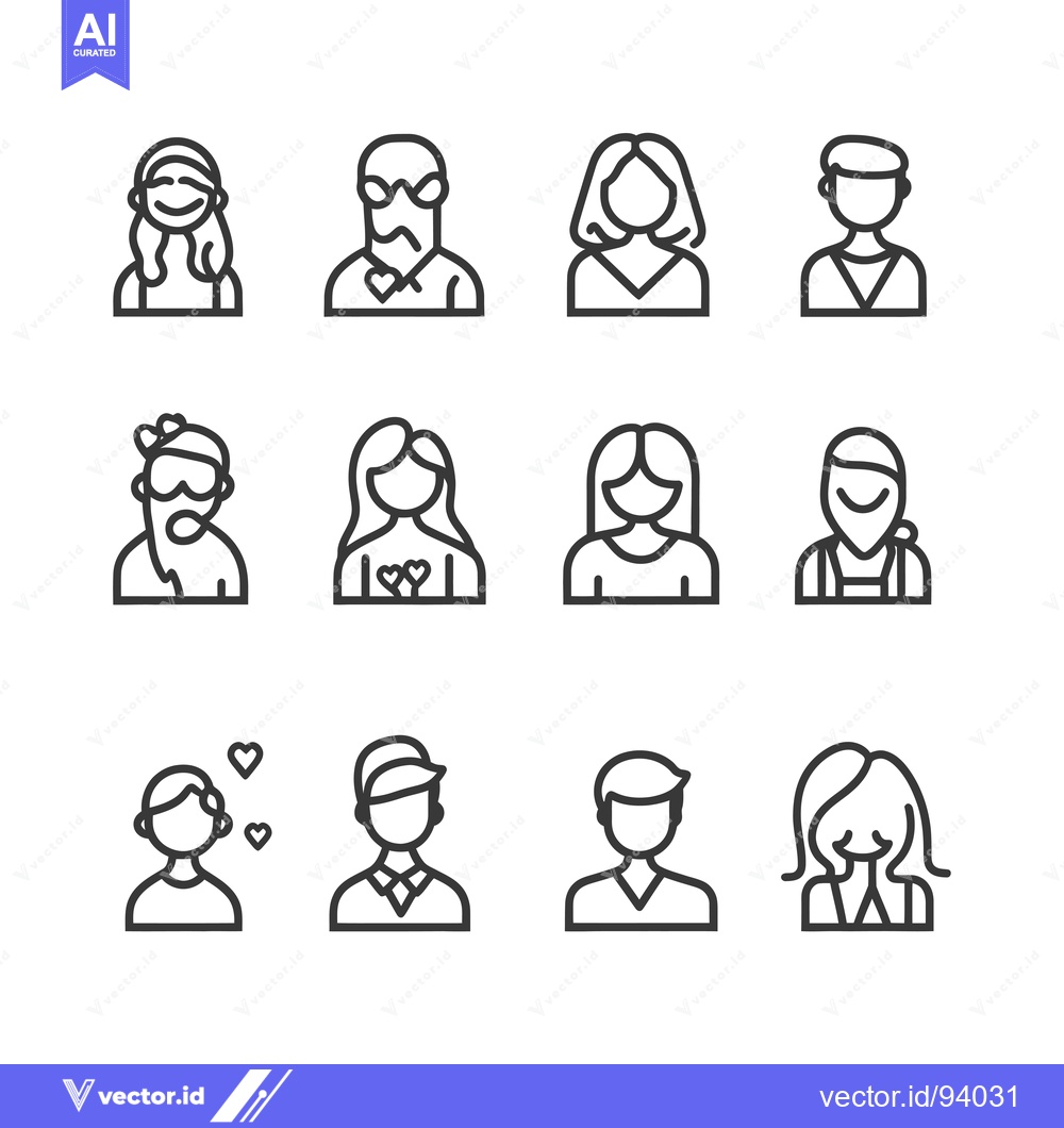 Premium Vector dari Set of 12 Line Icons Representing People in Love